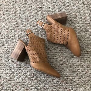 Report Woven Leather Block Heels